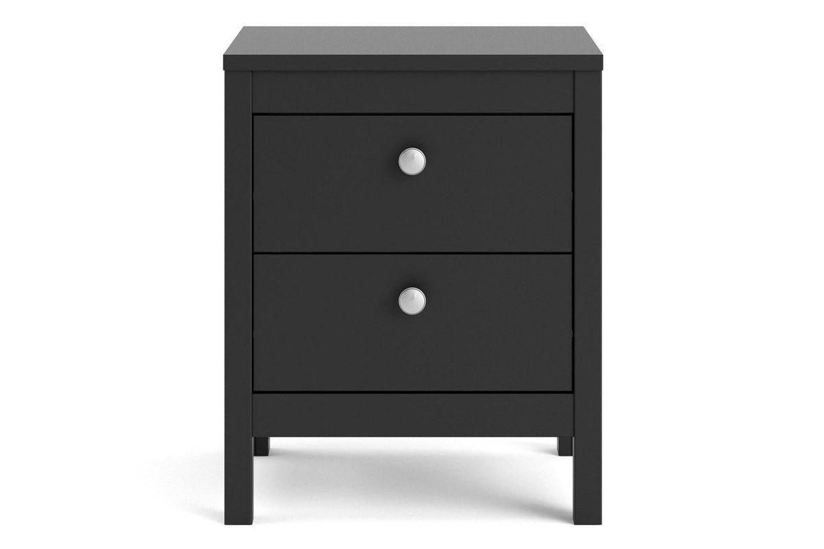 Madrid Bedside Table 2 Drawers In Matt Black