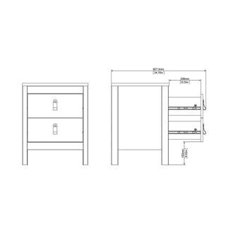 Madrid Bedside Table 2 Drawers in Matt Black - Msofas LTD