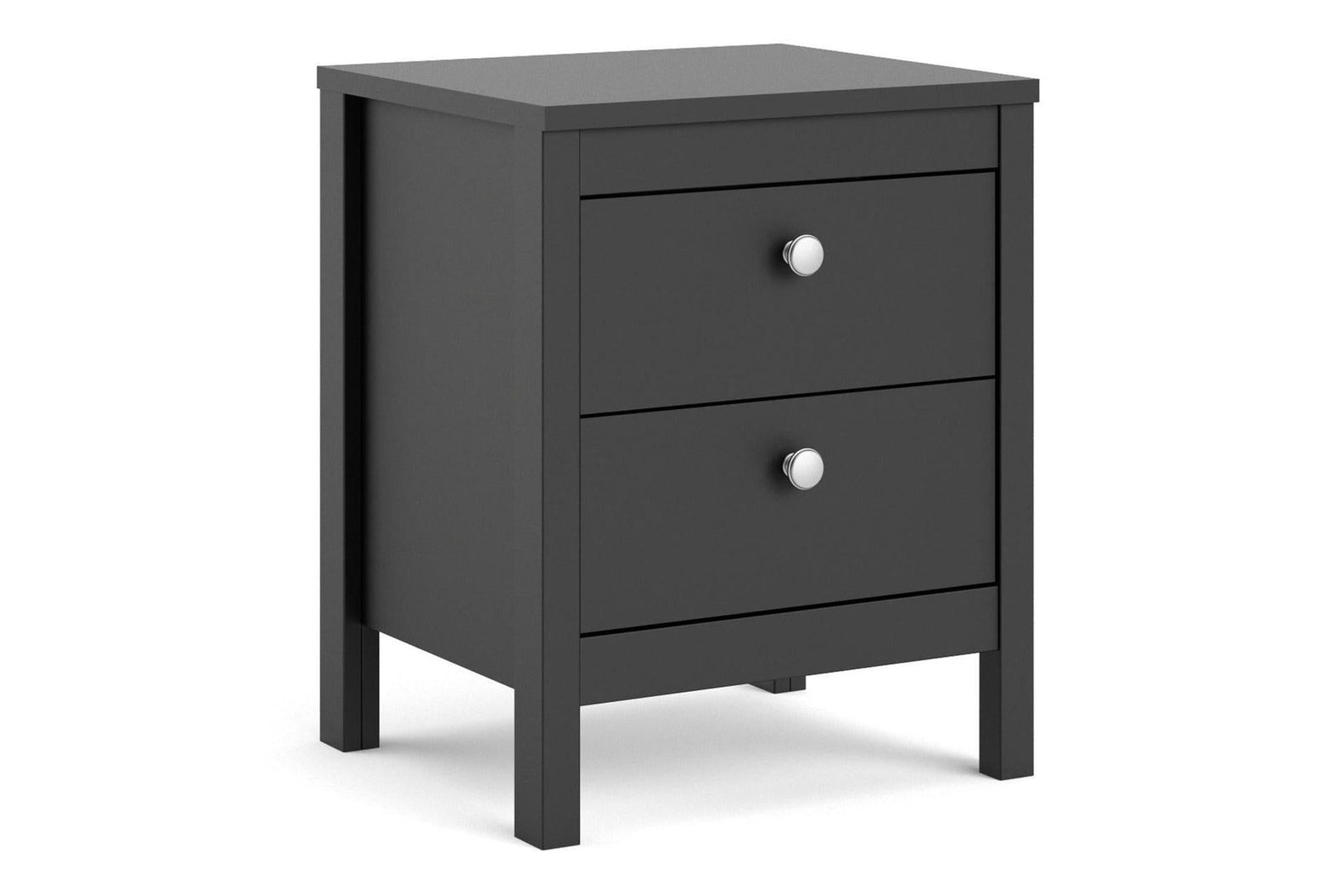 Madrid Bedside Table 2 Drawers In Matt Black
