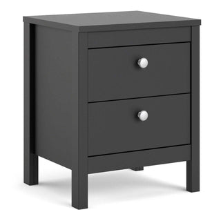 Madrid Bedside Table 2 Drawers in Matt Black - Msofas LTD