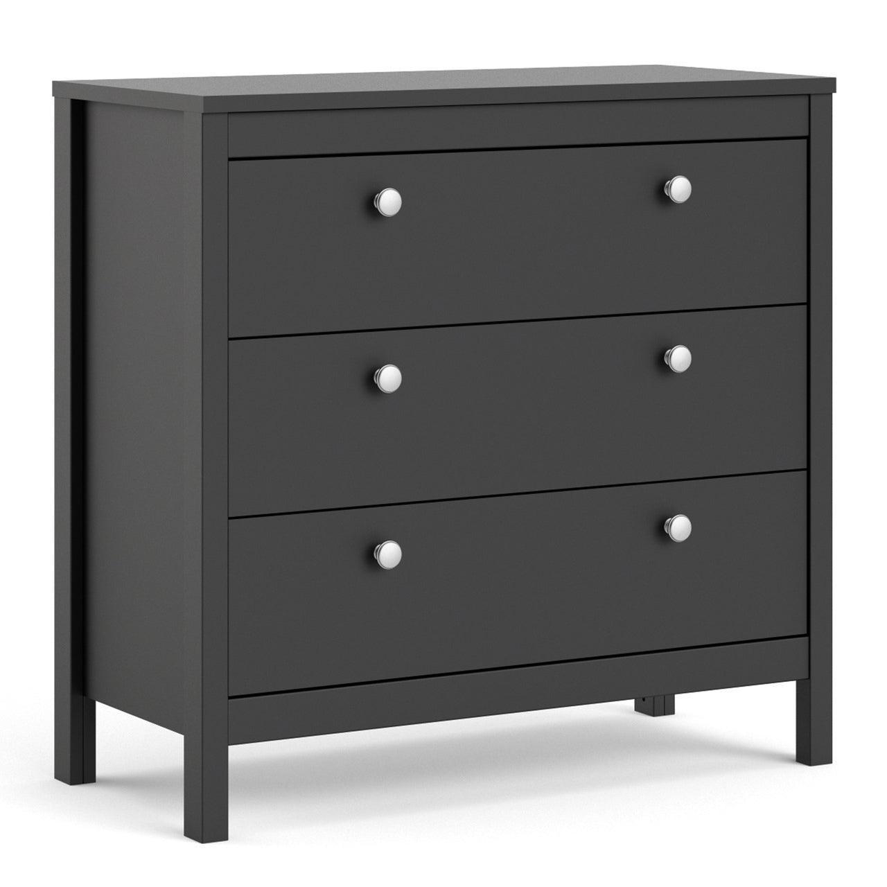 Madrid Chest 3 Drawers in Matt Black