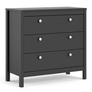 Madrid Chest 3 Drawers in Matt Black - Msofas LTD