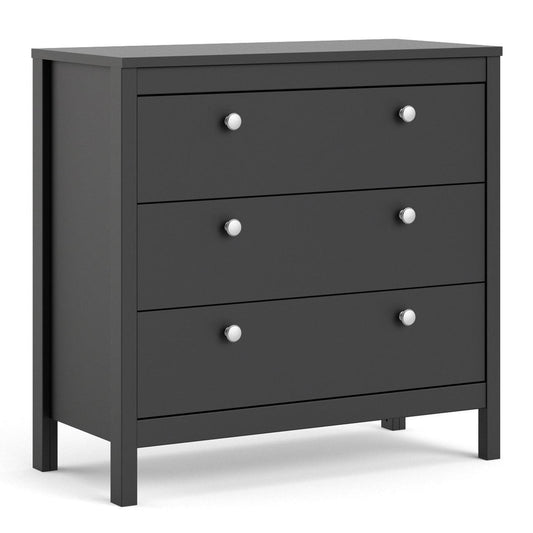 Madrid Chest 3 Drawers in Matt Black