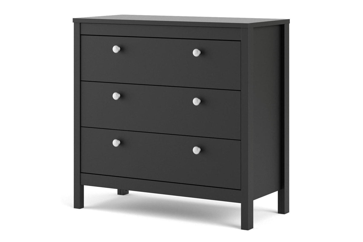 Madrid Chest 3 Drawers In Matt Black