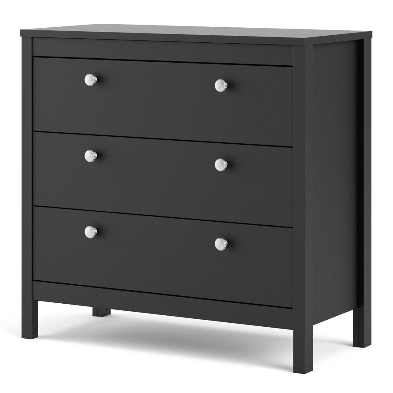 Madrid Chest 3 Drawers in Matt Black