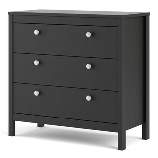 Madrid Chest 3 Drawers in Matt Black - Msofas LTD