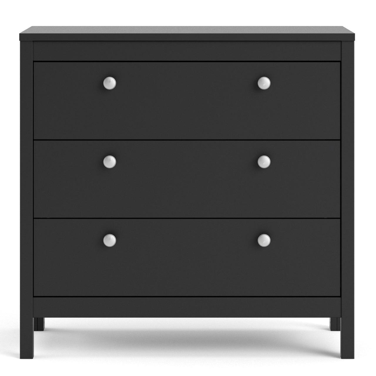 Madrid Chest 3 Drawers in Matt Black