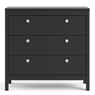 Madrid Chest 3 Drawers in Matt Black - Msofas LTD