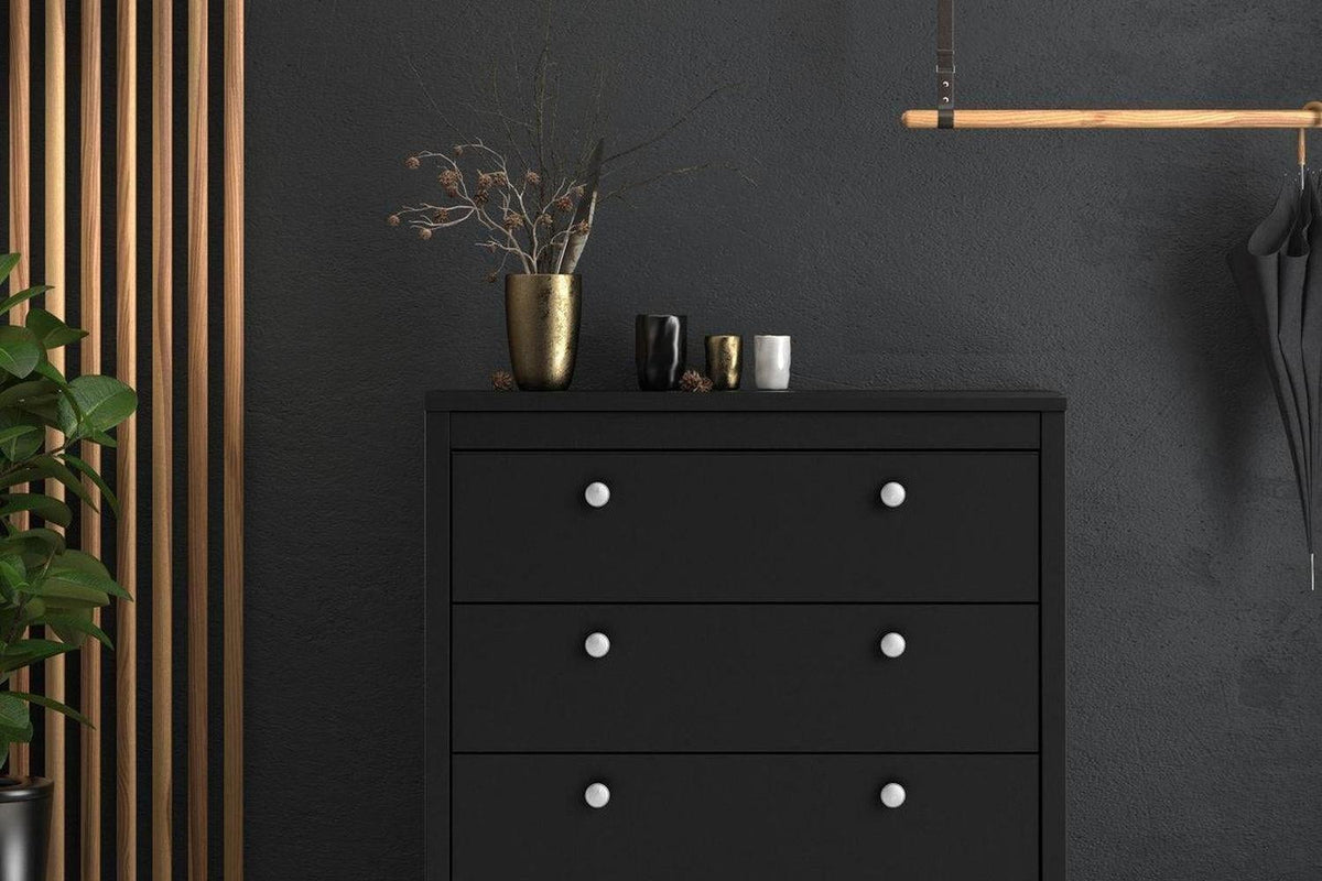 Madrid Chest 3 Drawers In Matt Black