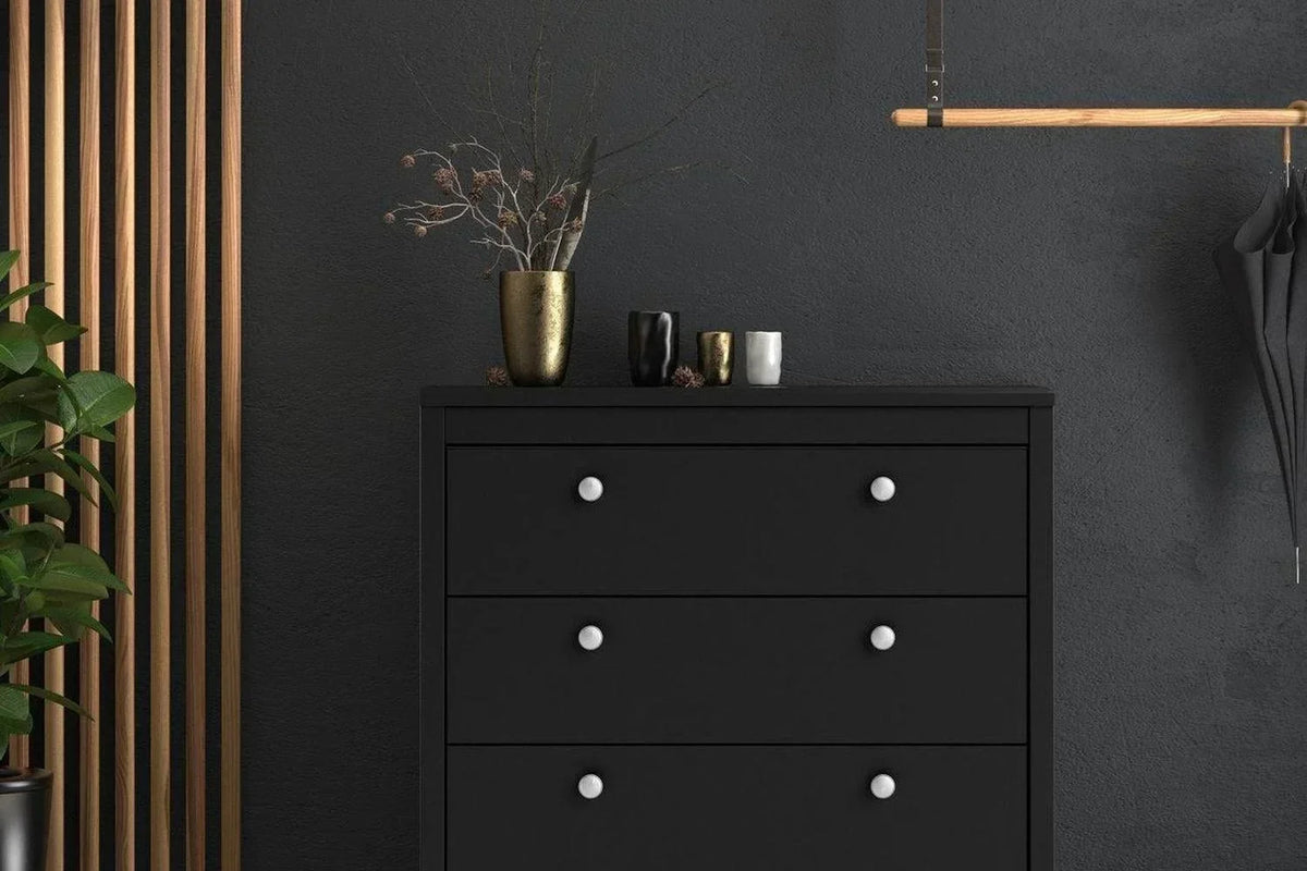 Madrid Chest 3 Drawers In Matt Black