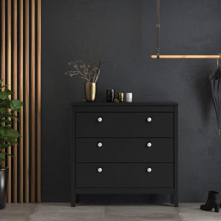 Madrid Chest 3 Drawers in Matt Black - Msofas LTD