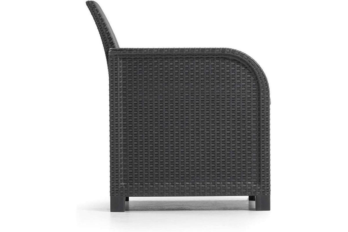 Keter Express Delivery Rosalie Lounge Outdoor Set With Cushions Included - Armchairs + Sofa + Coffee Table Container
