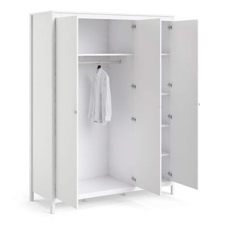 Madrid Wardrobe with 3 Doors in White - Msofas LTD