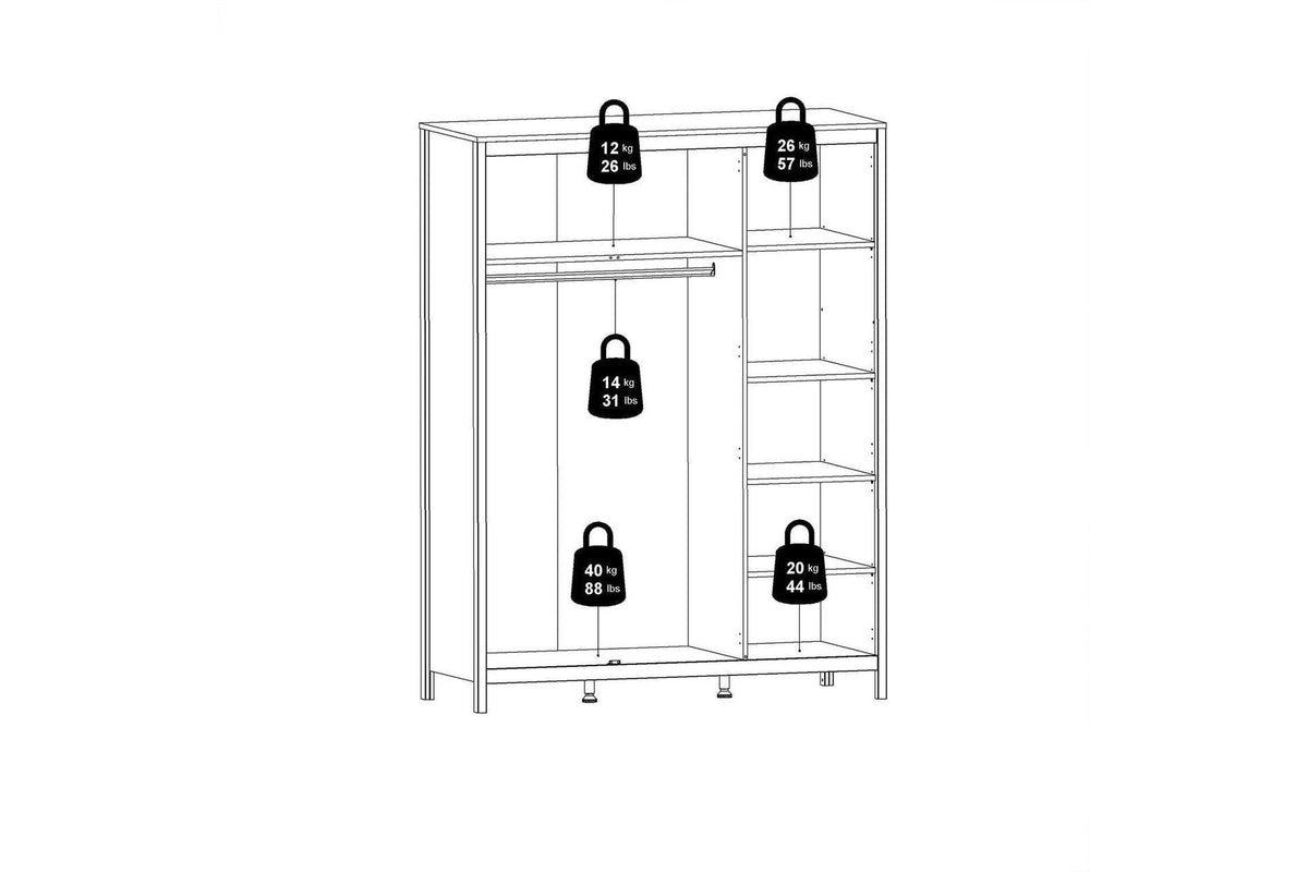 Madrid Wardrobe With 3 Doors In White