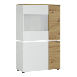 Luci 4 Door Low Display Cabinet in White and Oak - Msofas LTD