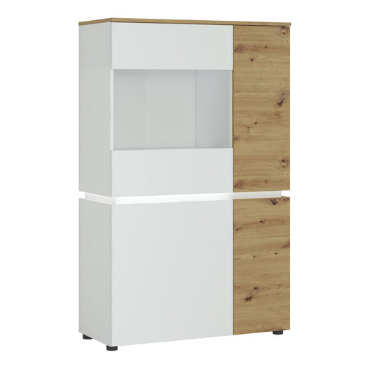 Luci 4 Door Low Display Cabinet in White and Oak