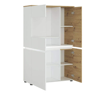 Luci 4 Door Low Display Cabinet in White and Oak - Msofas LTD