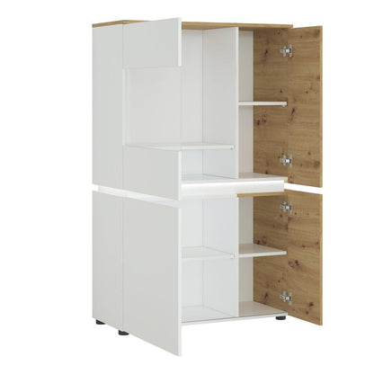 Luci 4 Door Low Display Cabinet in White and Oak