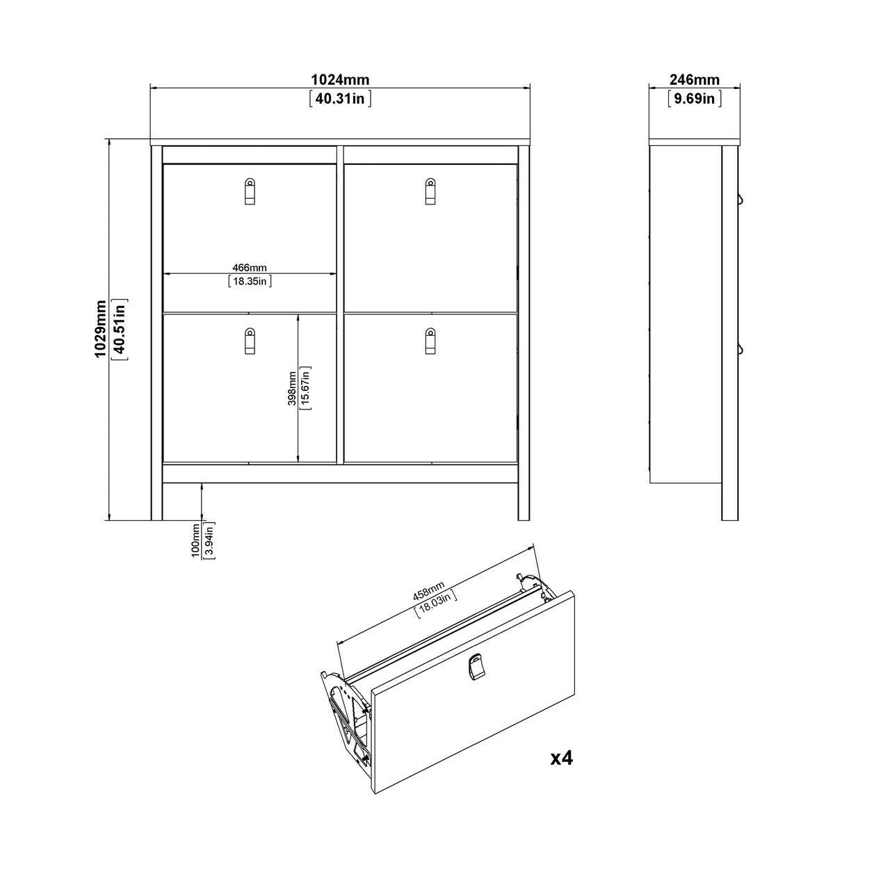 Madrid Shoe Cabinet in White