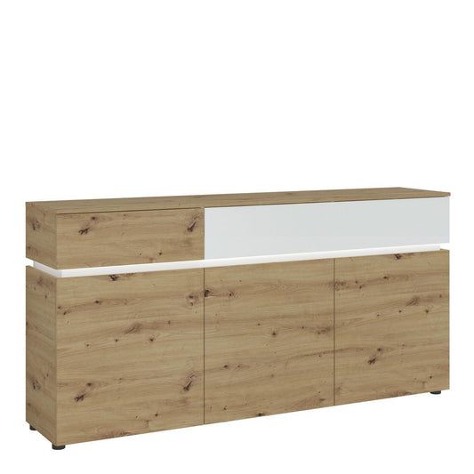 Luci 3 Door 2 Drawer Sideboard in White and Oak