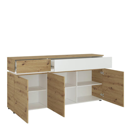 Luci 3 Door 2 Drawer Sideboard in White and Oak