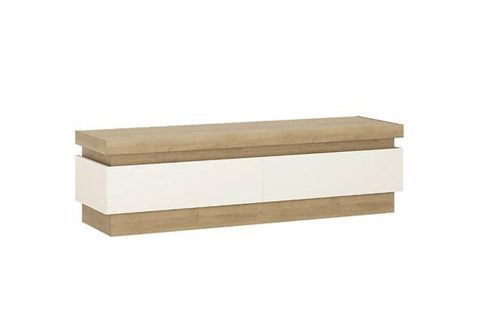 Lyon Express Delivery 2 Drawer TV Unit in Riviera Oak Effect/White High Gloss