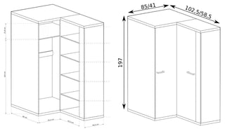 Mediolan Corner Wardrobe 102 - Msofas LTD