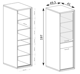 Mediolan Tall Glass Cabinet