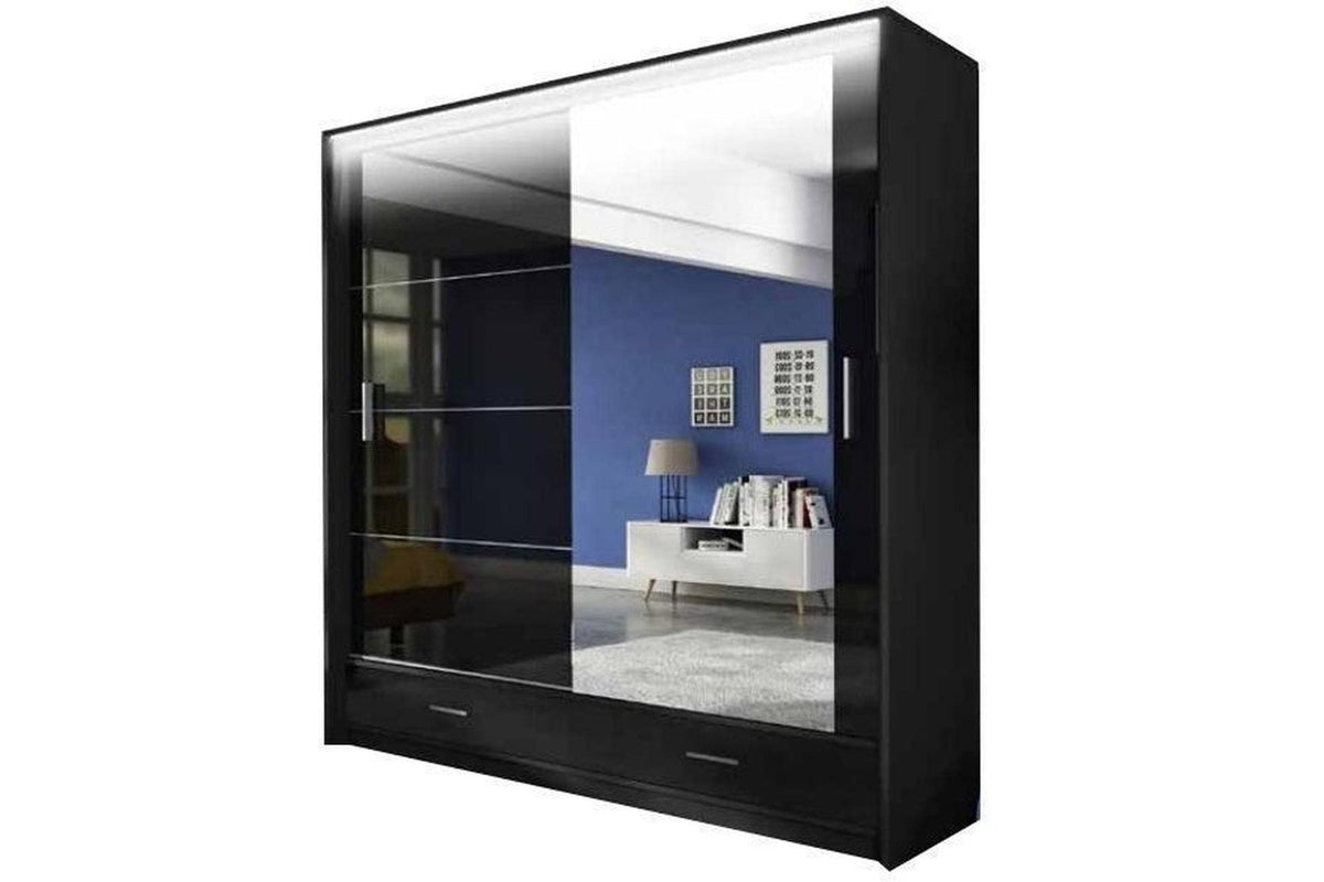 Marsylia 208 Black Wardrobe With Mirror