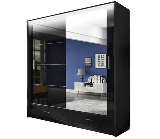 Marsylia 208 Black Wardrobe with Mirror