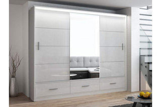 Marsylia 255 White Wardrobe with Mirror - Msofas LTD