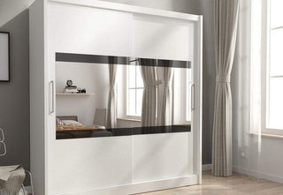 Maya lV 180 Middle Strip Mirror Wardrobe - Msofas LTD