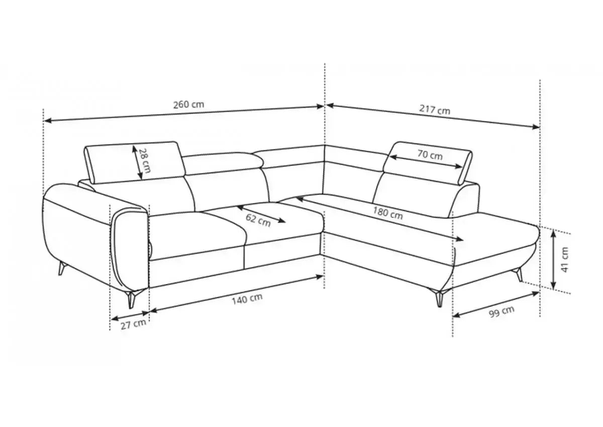 Mona Express Delivery Corner Sofa Bed With Storage Inari 90 dimensions
