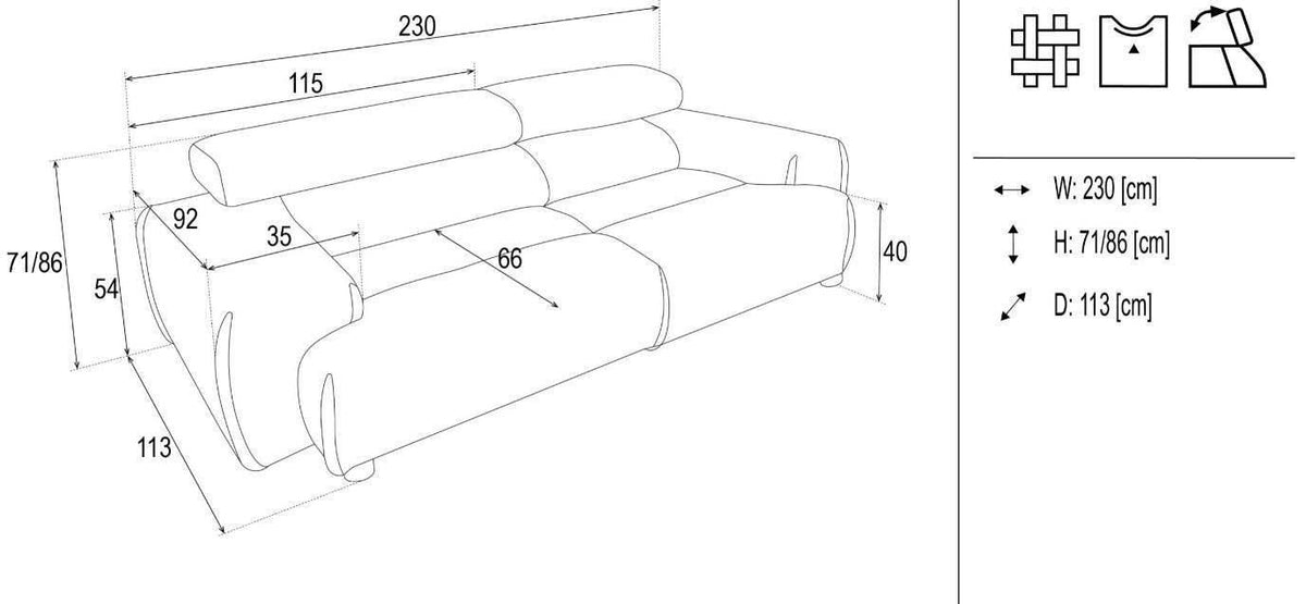 Ex-Display Nara 2 Seater Sofa Monolith 04 VELVET dimensions