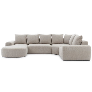 Beige sectional sofa on a white background