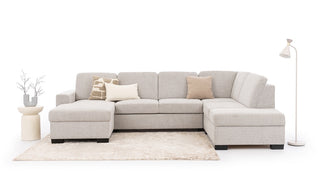 Narożna sofa Lukka U z funkcją spania i schowkiem