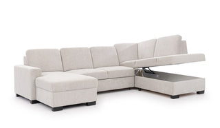 Narożna sofa Lukka U z funkcją spania i schowkiem