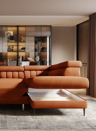 Navas L Ecksofa mit Bettfunktion Relax und Stauraum