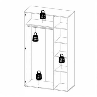 Pepe Wardrobe with 3 Doors in Oak with White High Gloss - Msofas LTD