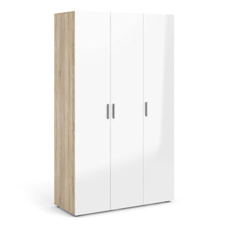 Pepe Wardrobe with 3 Doors in Oak with White High Gloss - Msofas LTD