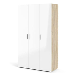 Pepe Wardrobe with 3 Doors in Oak with White High Gloss - Msofas LTD