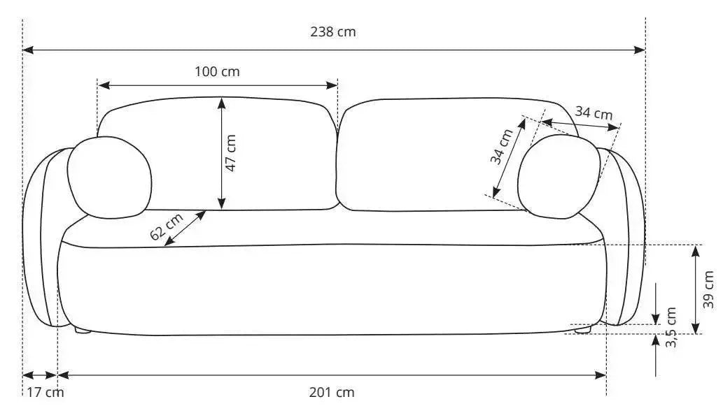 Olio 2 Seater Sofa  Sofa Bed dimensions