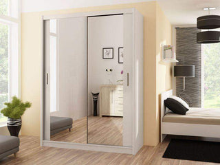 Paris 120 White Wardrobe with Mirror - Msofas LTD