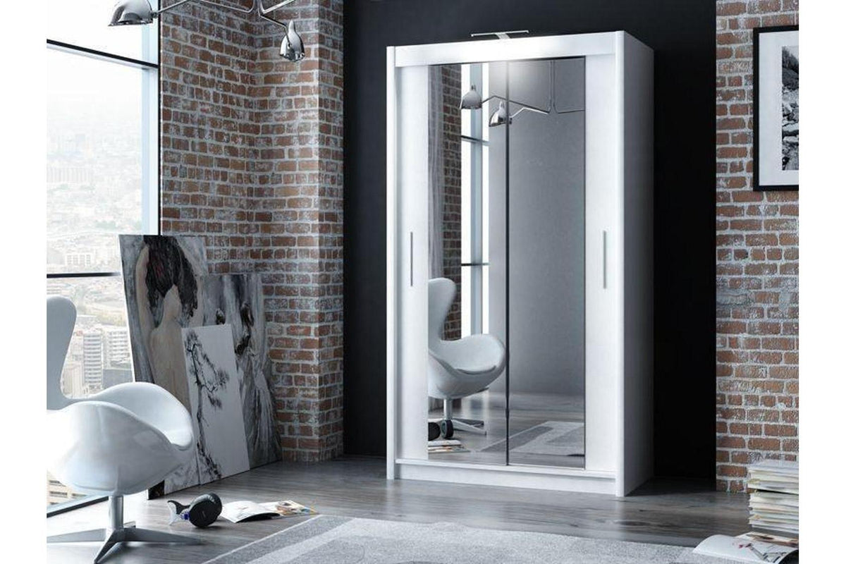 Paris 120 White Sliding Wardrobe With Mirror