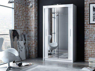 Paris 120 White Wardrobe with Mirror - Msofas LTD