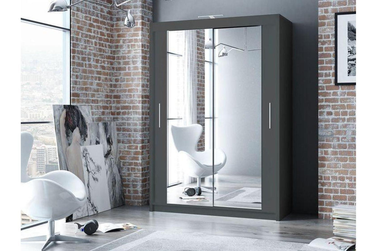 Paris 150 Graphite Express Delivery Sliding Wardrobe With Mirror