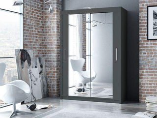 Paris 150 Graphite Wardrobe with Mirror - Msofas LTD