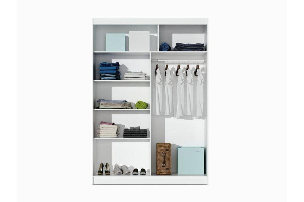 Paris 150 White Sliding Wardrobe With Mirror