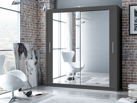 Paris 180 Graphite Wardrobe with Mirror Fast Delivery