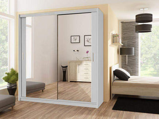 Paris 203 White Wardrobe with Mirror - Msofas LTD